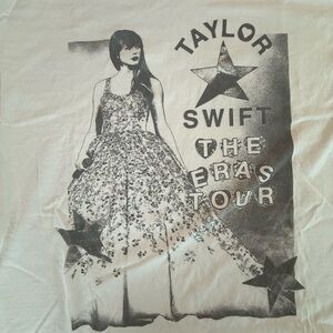 Taylor Swift Eras Tour Oversized Tee – White Graphic + Cities